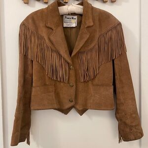 PIONEER Vintage Tan Suede Fringe Jacket